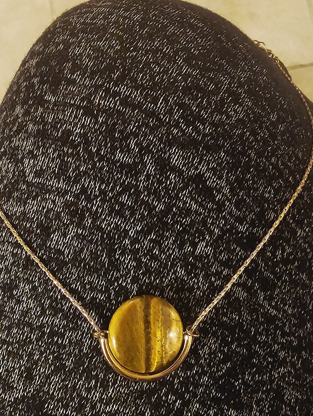 Vintage spinning fob with tigers eye & Rose gold Chain Lobster Claw Clasp.